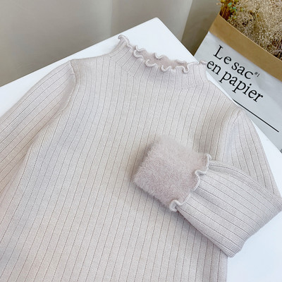 Ежедневен детски пуловер с топла подплата и висока яка