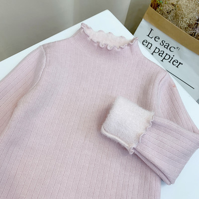 Ежедневен детски пуловер с топла подплата и висока яка