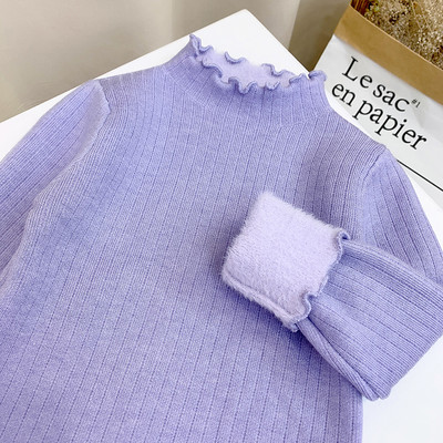 Ежедневен детски пуловер с топла подплата и висока яка