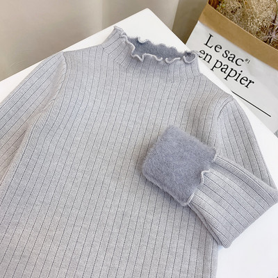 Ежедневен детски пуловер с топла подплата и висока яка