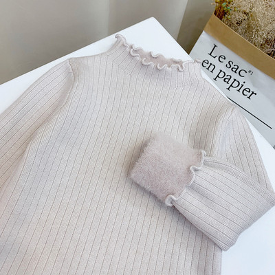 Ежедневен детски пуловер с топла подплата и висока яка