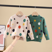 Детски пуловер за момичета с овално деколте в няколко цвята