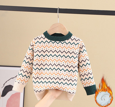 Детски пуловер за момичета с овално деколте в няколко цвята