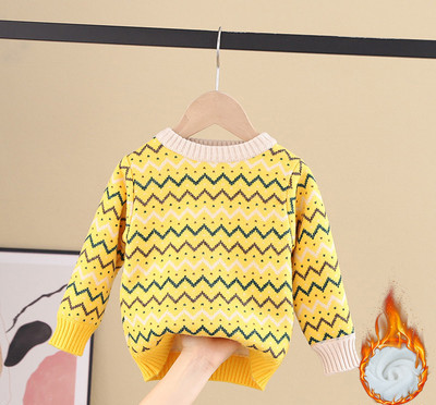 Детски пуловер за момичета с овално деколте в няколко цвята