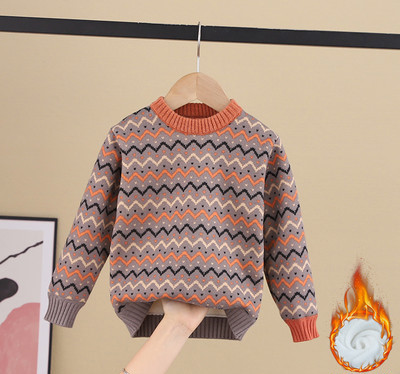 Детски пуловер за момичета с овално деколте в няколко цвята