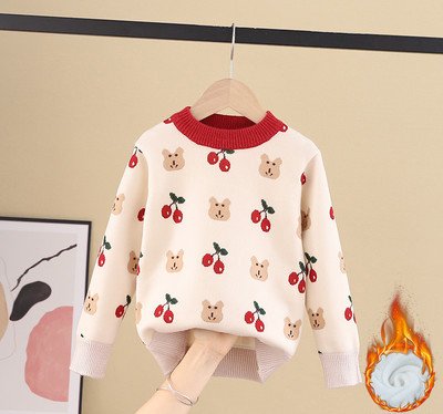 Детски пуловер за момичета с овално деколте в няколко цвята