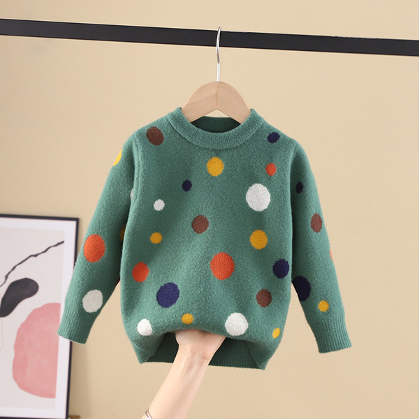 Детски пуловер за момичета с овално деколте в няколко цвята