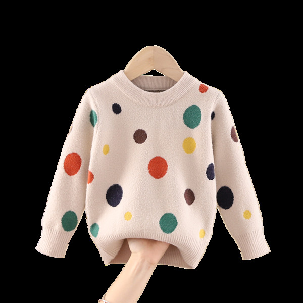 Детски пуловер за момичета с овално деколте в няколко цвята