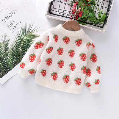 Актуален детски пуловер за момичета с овално деколте