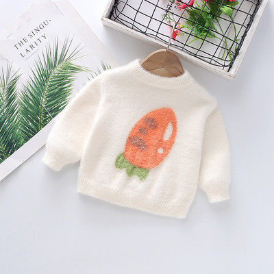 Актуален детски пуловер за момичета с овално деколте