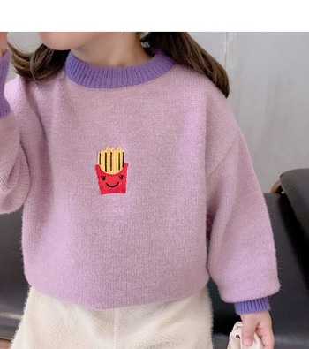 Casual παιδικό πουλόβερ για κορίτσια με κεντήματα σε δύο μοντέλα