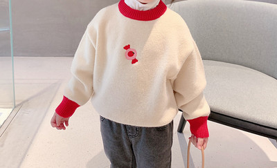 Ежедневен детски пуловер за момичета с бродерия в два модела