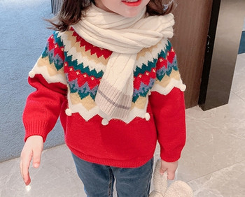 Casual παιδικό πουλόβερ σε κόκκινο χρώμα με έγχρωμη εκτύπωση