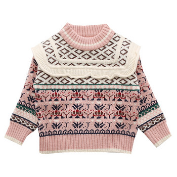Νέο μοντέλο χειμερινό παιδικό πουλόβερ για κορίτσια με οβάλ ντεκολτέ