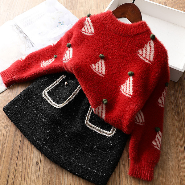 Ежедневен детски коледен пуловер с овално деколте 