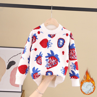 Зимен пуловер за момичета в няколко цвята с класическа яка