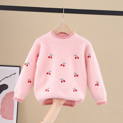 Зимен пуловер за момичета в няколко цвята с класическа яка