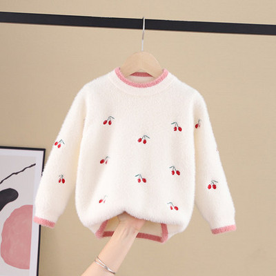 Зимен пуловер за момичета в няколко цвята с класическа яка