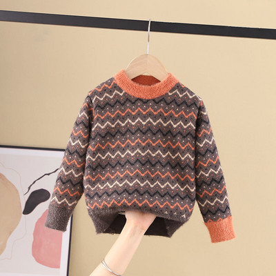 Зимен пуловер за момичета в няколко цвята с класическа яка
