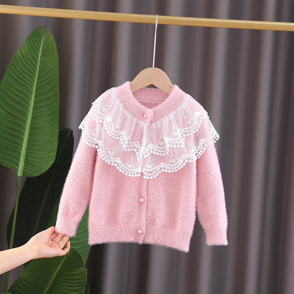 Топла детска жилетка за момичета с бродирани елементи 