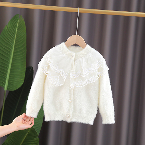 Топла детска жилетка за момичета с бродирани елементи 