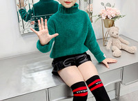 Детски мек пуловер за момичета с висока яка