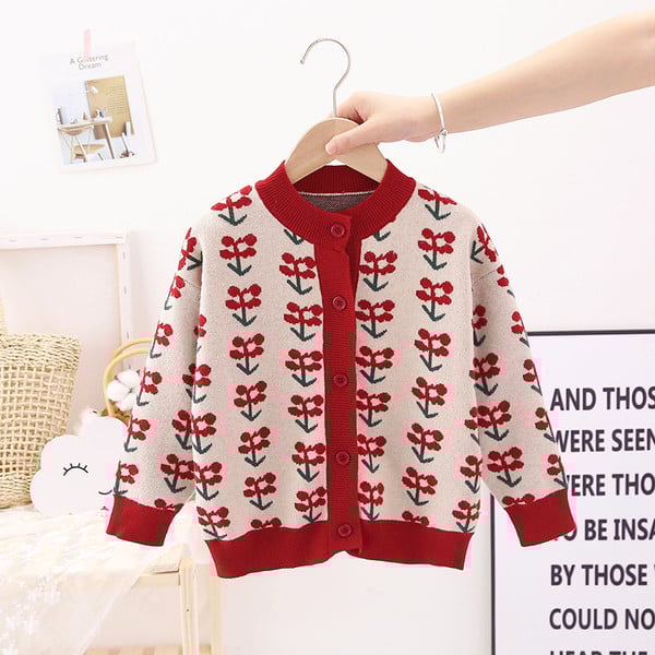 Детска жилетка за момичета с цветен десен