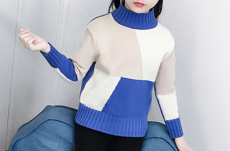 Ежедневен детски пуловер за момичета с висока яка