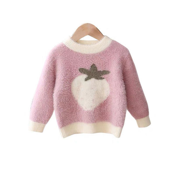 Детски пухен пуловер с обло деколте-за момичета