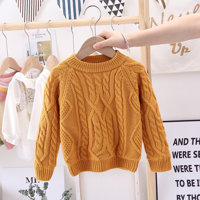 Детски плетен пуловер за момичета и момчета с висока или ниска яка