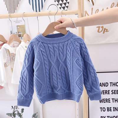 Детски плетен пуловер за момичета и момчета с висока или ниска яка