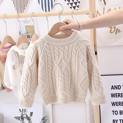 Детски плетен пуловер за момичета и момчета с висока или ниска яка