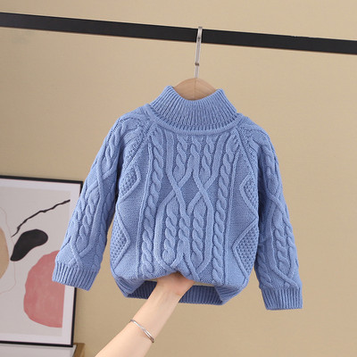 Детски плетен пуловер за момичета и момчета с висока или ниска яка