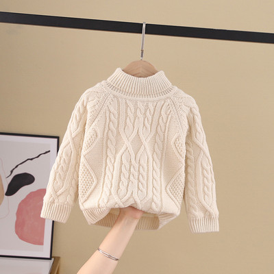 Детски плетен пуловер за момичета и момчета с висока или ниска яка