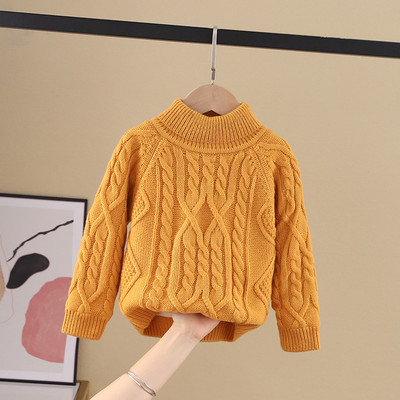 Детски плетен пуловер за момичета и момчета с висока или ниска яка