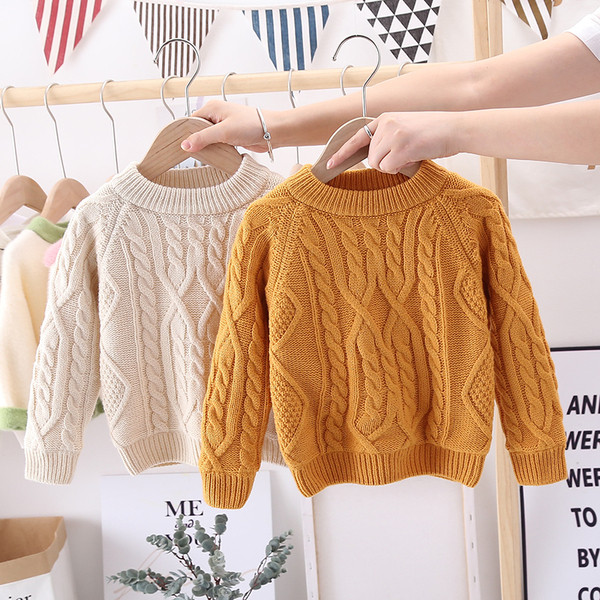 Детски плетен пуловер за момичета и момчета с висока или ниска яка