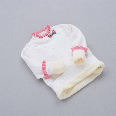 Модерен детски пуловер за момичета с мека подплата и висока яка