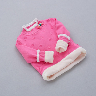 Модерен детски пуловер за момичета с мека подплата и висока яка