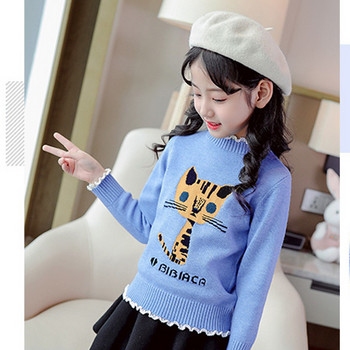 Παιδικό πουλόβερ για κορίτσια με χαμηλό γιακά - δύο μοντέλα