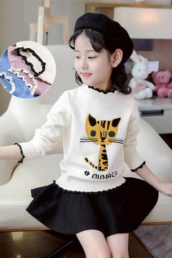 Παιδικό πουλόβερ για κορίτσια με χαμηλό γιακά - δύο μοντέλα