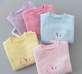 Μοντέρνο παιδικό πουλόβερ για κορίτσια με κέντημα