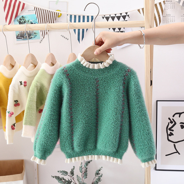 Детски пухен пуловер за момичета с мека подплата или без