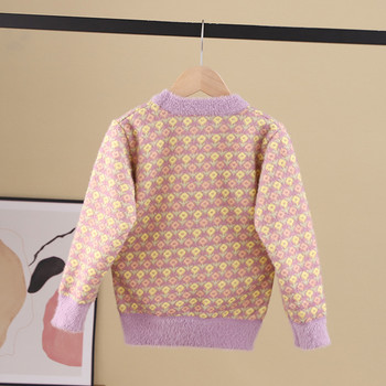 Ζεστό παιδικό πουλόβερ για κορίτσια σε απαλό μοτίβο