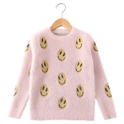 Детски ежедневен пуловер с овално деколте в три цвята за момичета