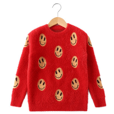 Детски ежедневен пуловер с овално деколте в три цвята за момичета