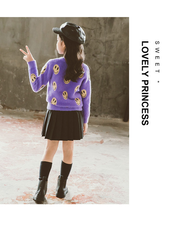 Детски ежедневен пуловер с овално деколте в три цвята за момичета 