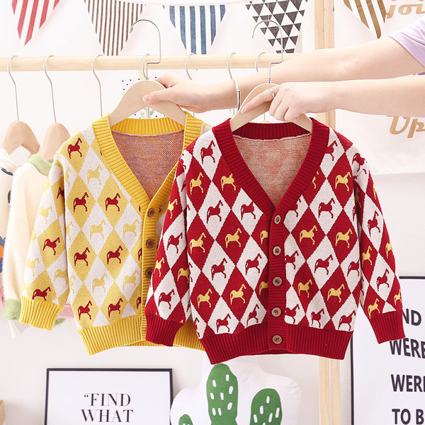 Детска жилетка за момичета с V-образно деколте в два цвята