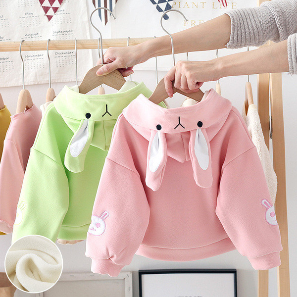 Детски суичър за момичета с качулка и 3D елемент