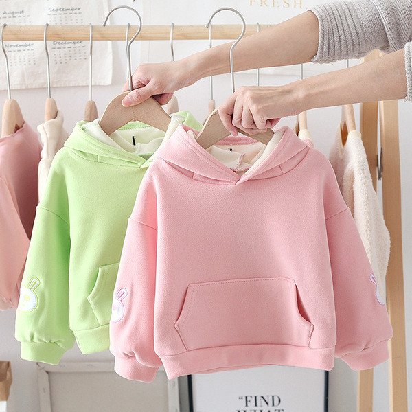 Детски суичър за момичета с качулка и 3D елемент