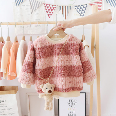 Детски зимен пуловер за момичета с овално деколте